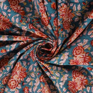 Blue Red Flocking Table Napkins Block Print Serviettes - Image 10
