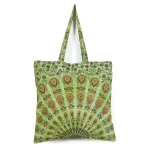 Cotton Tote Shopping Beach Bag Green Mandala Design