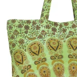 Cotton Tote Shopping Beach Bag Green Mandala Design - Image 2