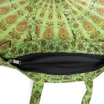 Cotton Tote Shopping Beach Bag Green Mandala Design - Image 3