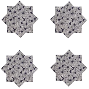 Dinner Kitchen Table Cotton Napkins Blue Floral Print - Image 3