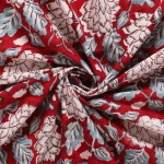 Dressmaking Maroon Floral Print Cotton Fabric - Image 3