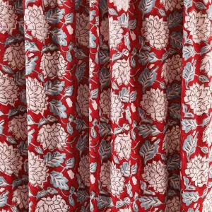 Dressmaking Maroon Floral Print Cotton Fabric - Image 4