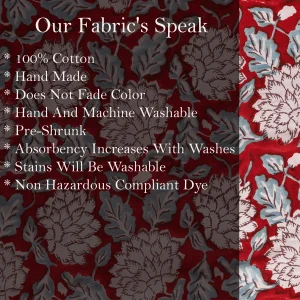 Dressmaking Maroon Floral Print Cotton Fabric - Image 6