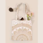 Gold Ombre Mandala Print Women's Cotton Purse / Bag