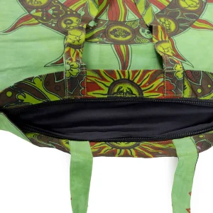 Green Astrology Sun Mandala Shopping Bags - Image 3