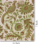 Green Bird Fabric Pure Cotton Fabric Hand Block Print - Image 5