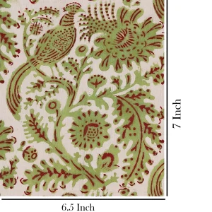 Green Bird Fabric Pure Cotton Fabric Hand Block Print - Image 5