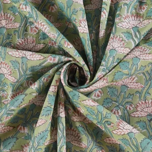 Green Cloth Napkins Set Hand Block Floral Printed - Image 10