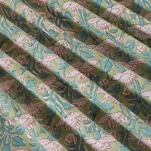 Green Cloth Napkins Set Hand Block Floral Printed - Image 9