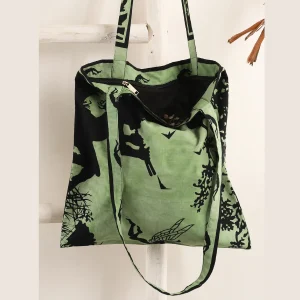Green Fairy Land Cotton Bags Casual Zipper Purse - Image 3