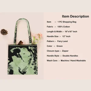 Green Fairy Land Cotton Bags Casual Zipper Purse - Image 6