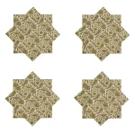 Green Floral And Bird Print Square Napkins Set