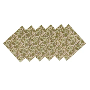 Green Floral And Bird Print Square Napkins Set - Image 5