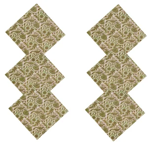 Green Floral And Bird Print Square Napkins Set - Image 6