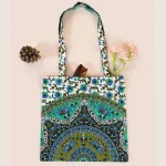 Green Ombre Mandala Printed Cotton Handbag