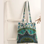 Green Ombre Mandala Printed Cotton Handbag - Image 2