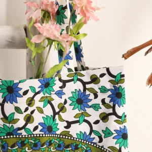 Green Ombre Mandala Printed Cotton Handbag - Image 5