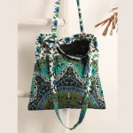 Green Ombre Mandala Printed Cotton Handbag - Image 3