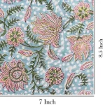 Grey Hand Block Floral Print Cotton Dressmaking Fabric - Image 5