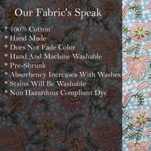 Grey Hand Block Floral Print Cotton Dressmaking Fabric - Image 6