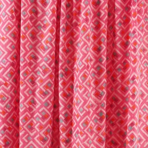 Hand Block Abstract Print Pink Dressmaking Women's Fabric - Image 4