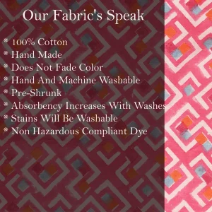 Hand Block Abstract Print Pink Dressmaking Women's Fabric - Image 6