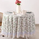 Hand Block Floral Print Kitchen Decor Table Cover And Napkins