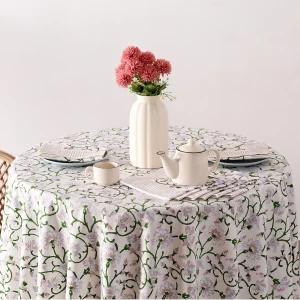 Hand Block Floral Print Kitchen Decor Table Cover And Napkins - Image 4