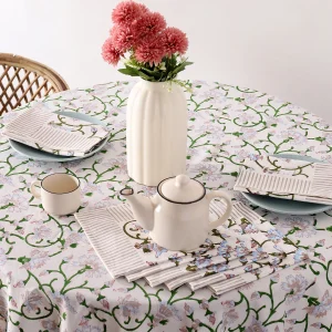 Hand Block Floral Print Kitchen Decor Table Cover And Napkins - Image 5