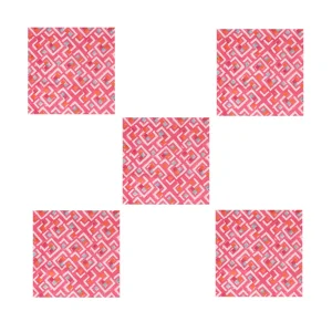 Hand Block Pink Abstract Print Set of 6 PCs Cotton Napkins - Image 3
