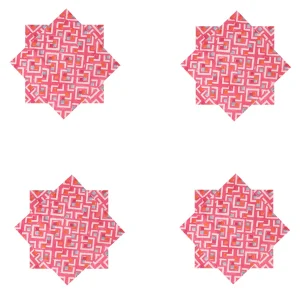 Hand Block Pink Abstract Print Set of 6 PCs Cotton Napkins - Image 4