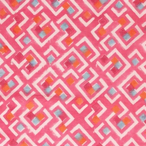 Hand Block Pink Abstract Print Set of 6 PCs Cotton Napkins - Image 7