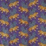 Hand Block Print Cotton Fabric, Purple Leopard Fabric