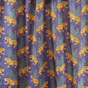 Hand Block Print Cotton Fabric, Purple Leopard Fabric - Image 3