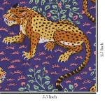 Hand Block Print Cotton Fabric, Purple Leopard Fabric - Image 5