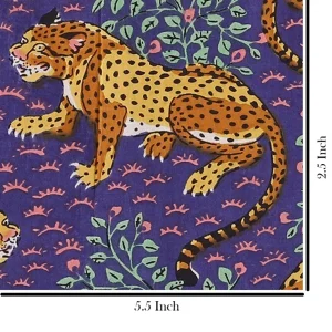 Hand Block Print Cotton Fabric, Purple Leopard Fabric - Image 5