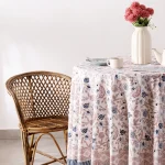 Hand Block Print Cotton Linen Floral Dining Table Cover Set - Image 2