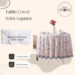 Hand Block Print Cotton Linen Floral Dining Table Cover Set - Image 3