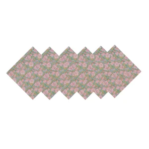 Hand Block Print Cotton Napkins Green Floral - Image 6