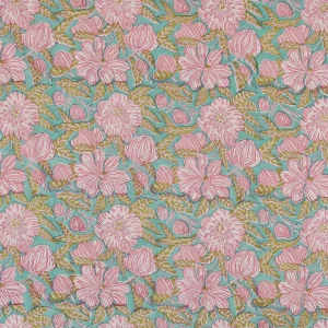 Hand Block Print Cotton Napkins Green Floral - Image 7