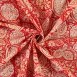 Hand Block Red Flowers Printed Pure Cotton Fabric - Image 3