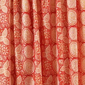 Hand Block Red Flowers Printed Pure Cotton Fabric - Image 4