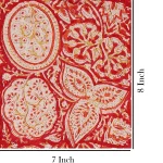 Hand Block Red Flowers Printed Pure Cotton Fabric - Image 5