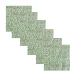 Handmade Green Floral Block Print Cotton Napkins - Image 2