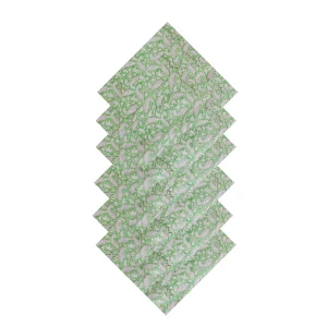 Handmade Green Floral Block Print Cotton Napkins - Image 4