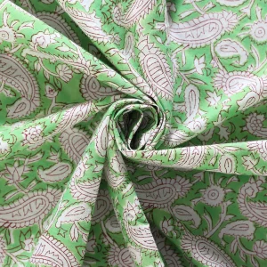 Handmade Green Floral Block Print Cotton Napkins - Image 9