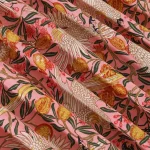 Indian Cotton Fabric Pink Crane Swans Print - Image 2