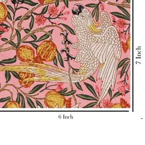 Indian Cotton Fabric Pink Crane Swans Print - Image 5