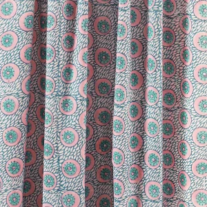 Indian Floral Print Cotton Fabric Hand Block Teal Blue - Image 4